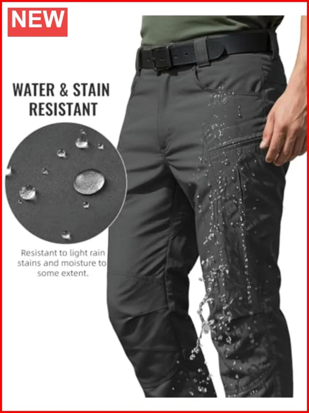 Men's Stretch Tactical Cargo Pants Waterproof Ripstop Lightweight Hiking Work